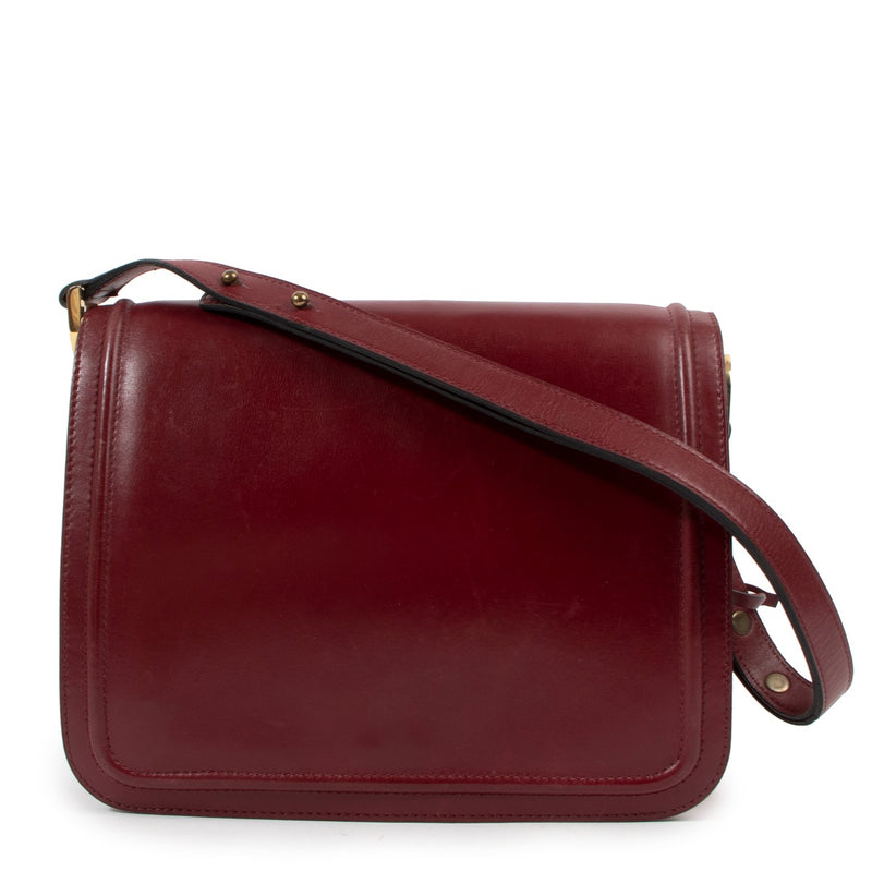 Delvaux Burgundy Box Calf Vintage Shoulder Bag