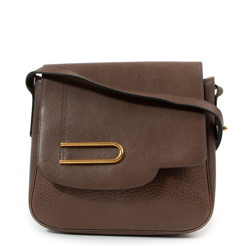 Buy a vintage original Delvaux Grey Leather Crossbody Bag in preloved condition at Labellov Antwerp.