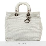 Buy an authentic second hand Christian Dior White Woven Leather Avenue Shoulder Bag in good condition at Labellov Antwerp.