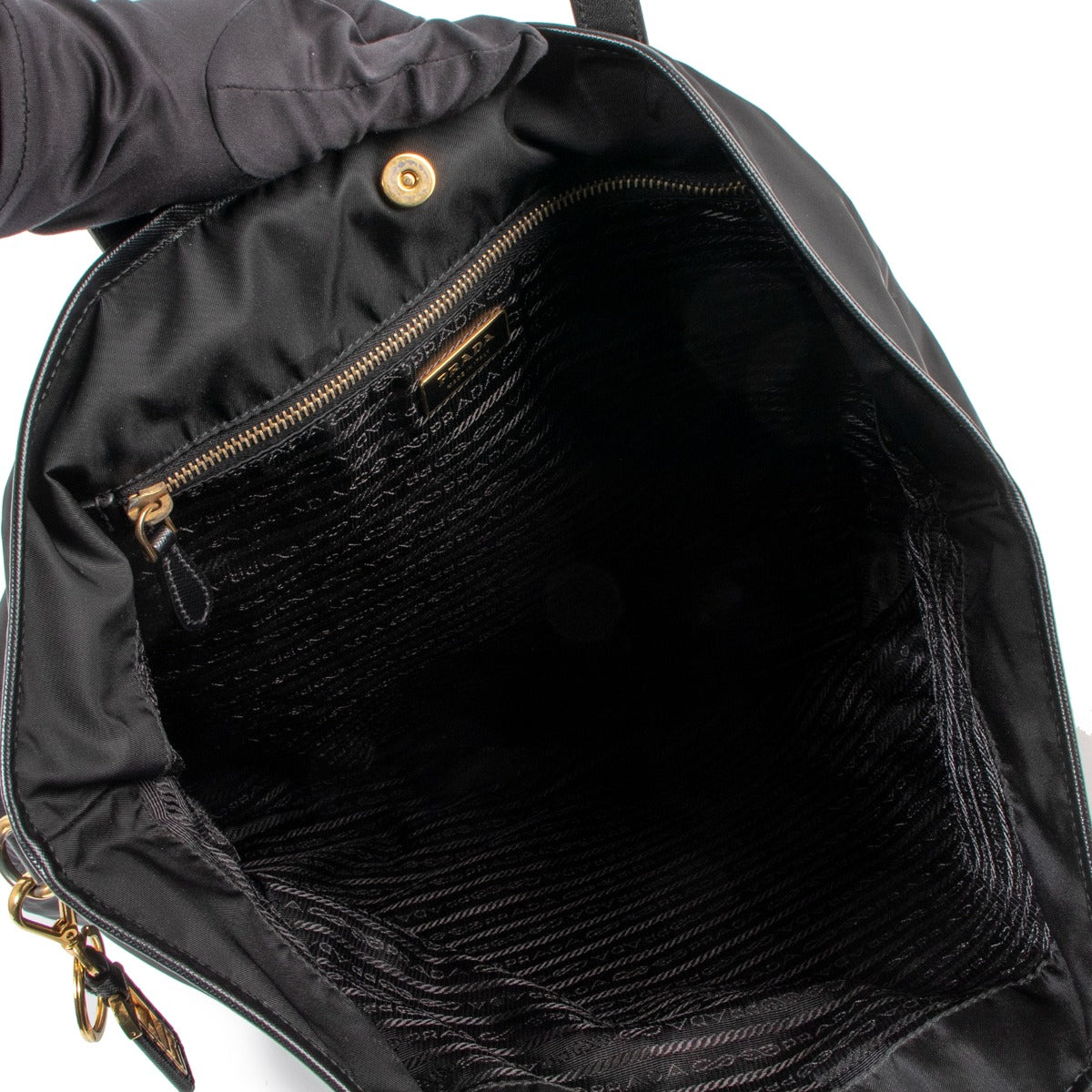 Sac cabas Prada en nylon noir imprimé Tigre