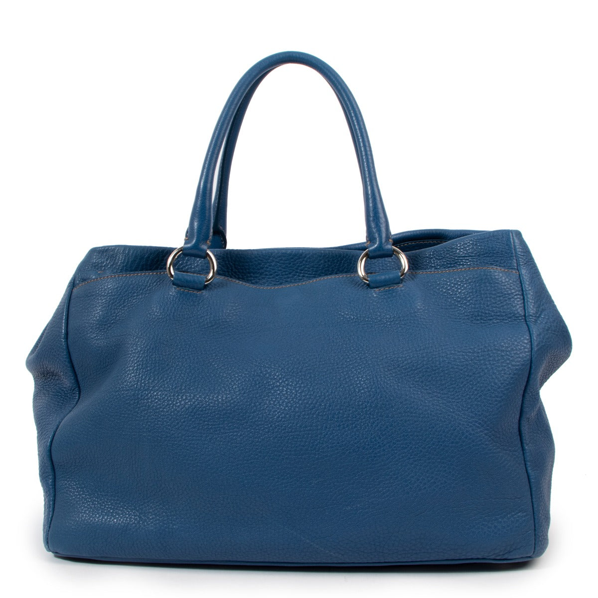 Sac Prada Vitello Daino Bleu à poignée supérieure
