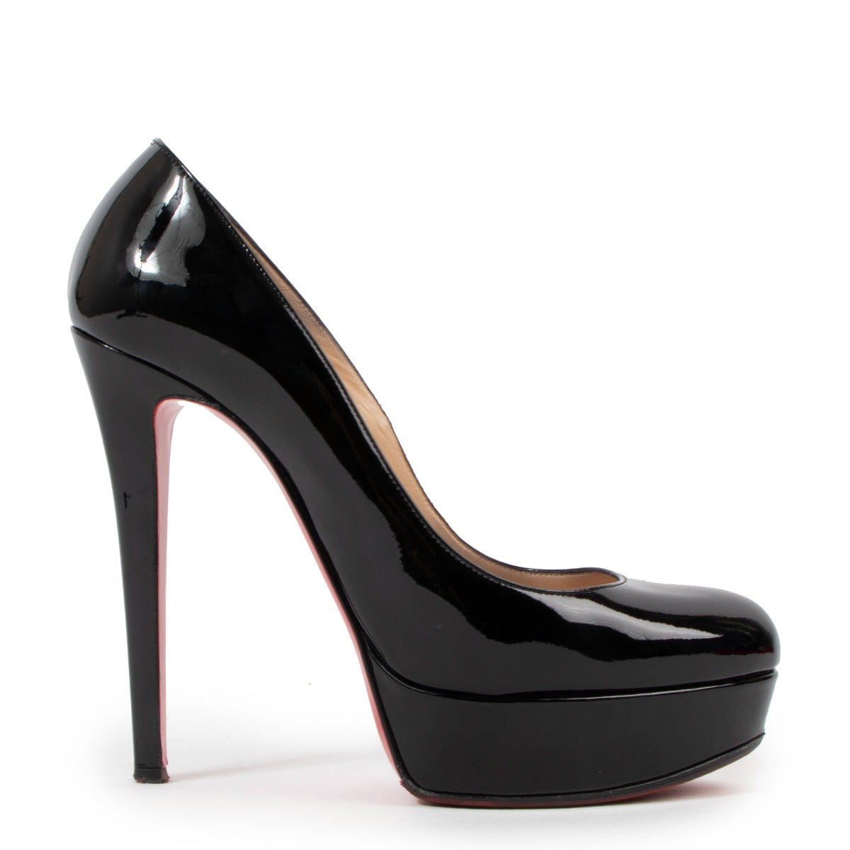 Christian Louboutin Black Patent Leather Bianca 140 Heels - Size 38