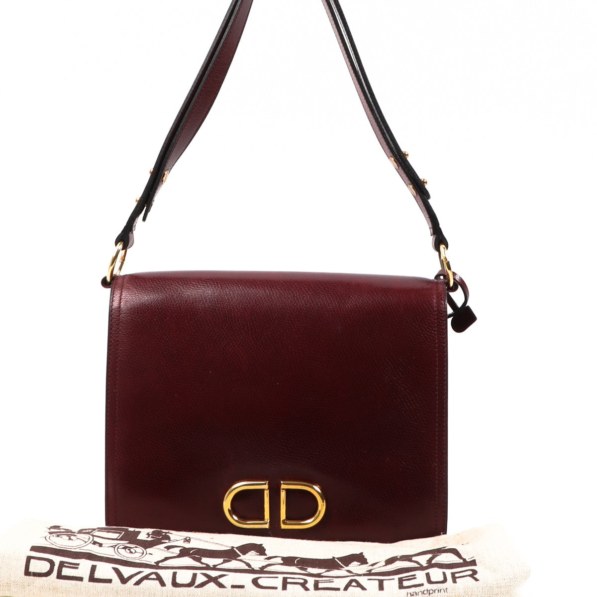 Delvaux Burgundy Leather Vintage DD Shoulder Bag