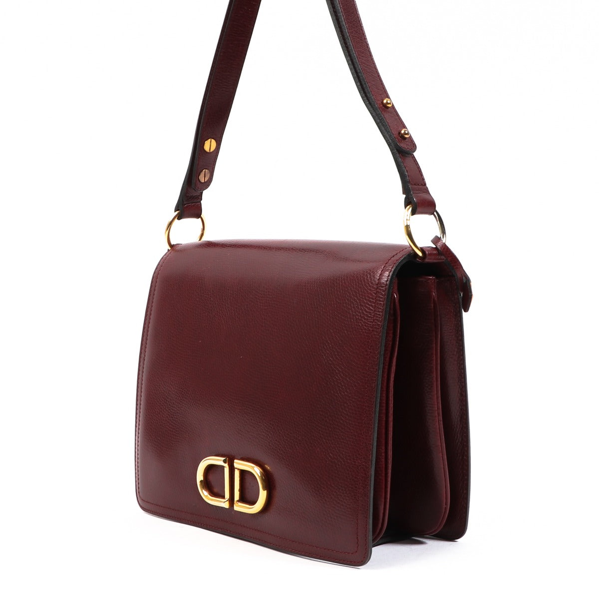 Delvaux Burgundy Leren Vintage DD Schoudertas