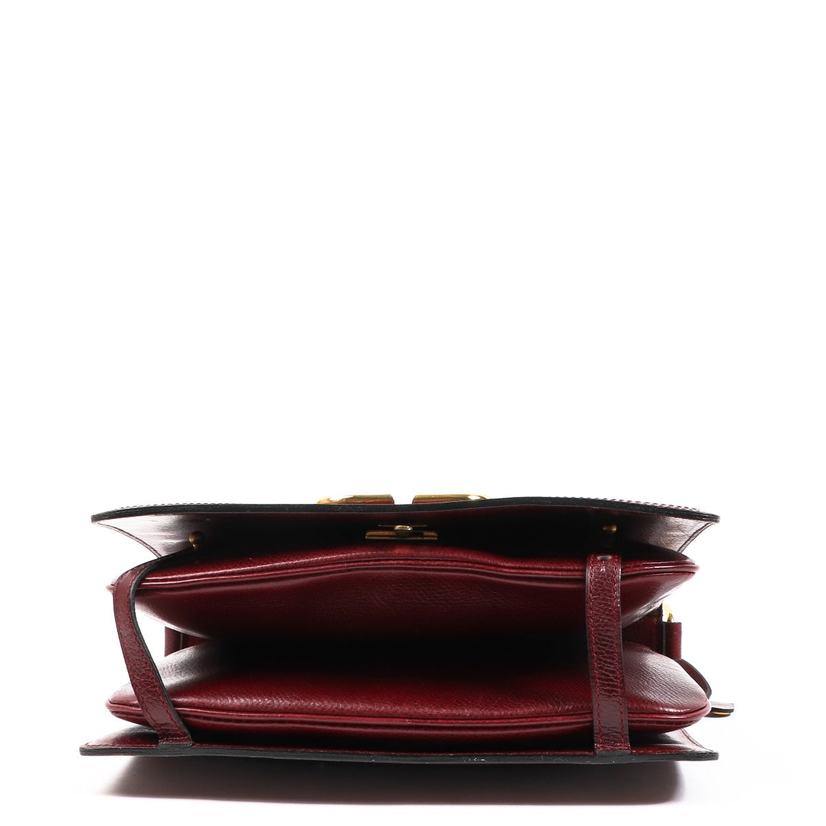 Delvaux Burgundy Leren Vintage DD Schoudertas