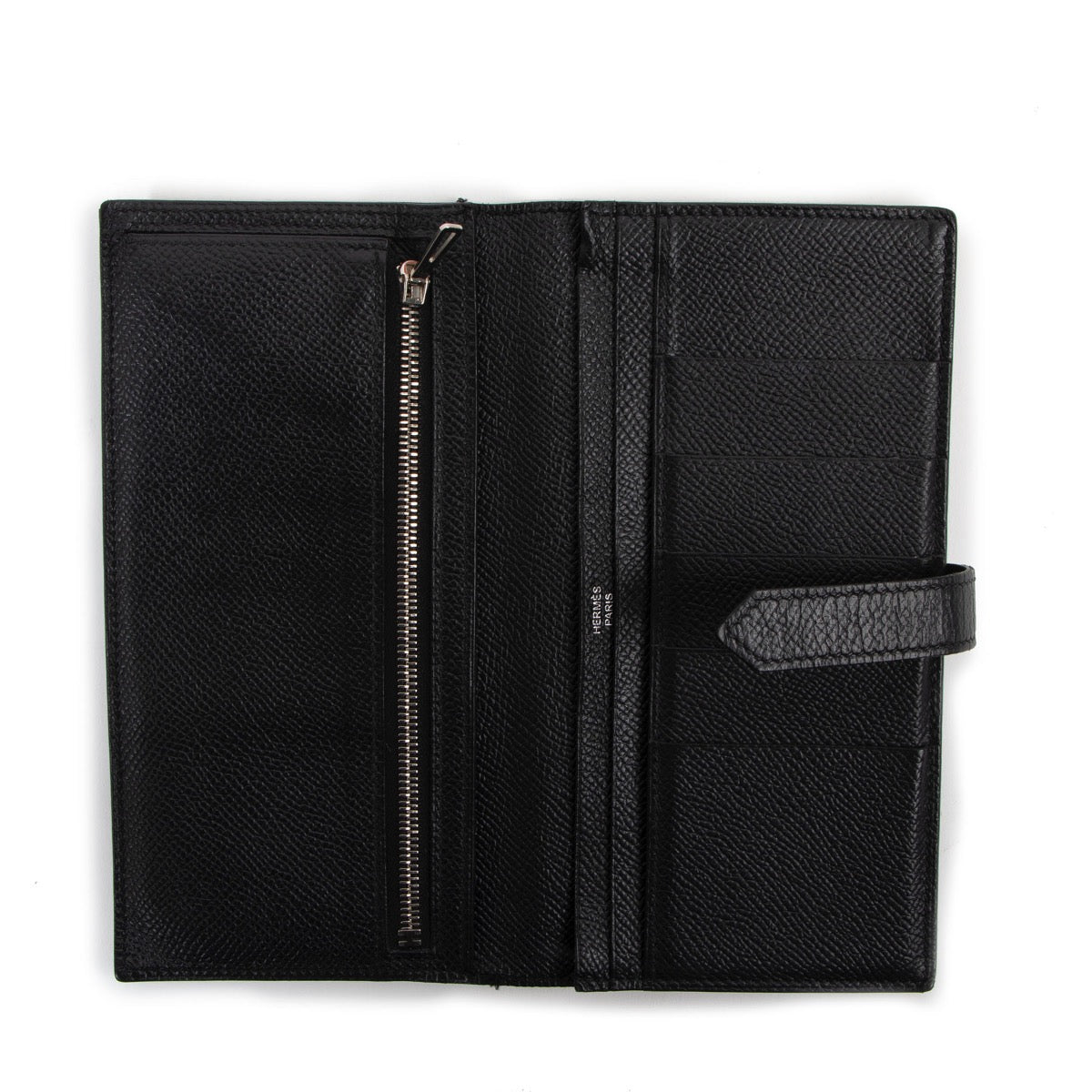 Buy an authentic second hand Hermès Black Béarn Leather 2009 Pre Owned Birkin Wallet in very good condition at Labellov Antewerp.