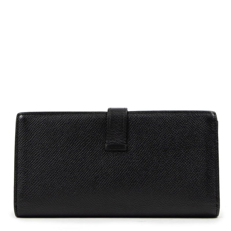 Buy an authentic second hand Hermès Black Béarn Leather 2009 Pre Owned Birkin Wallet in very good condition at Labellov Antewerp.