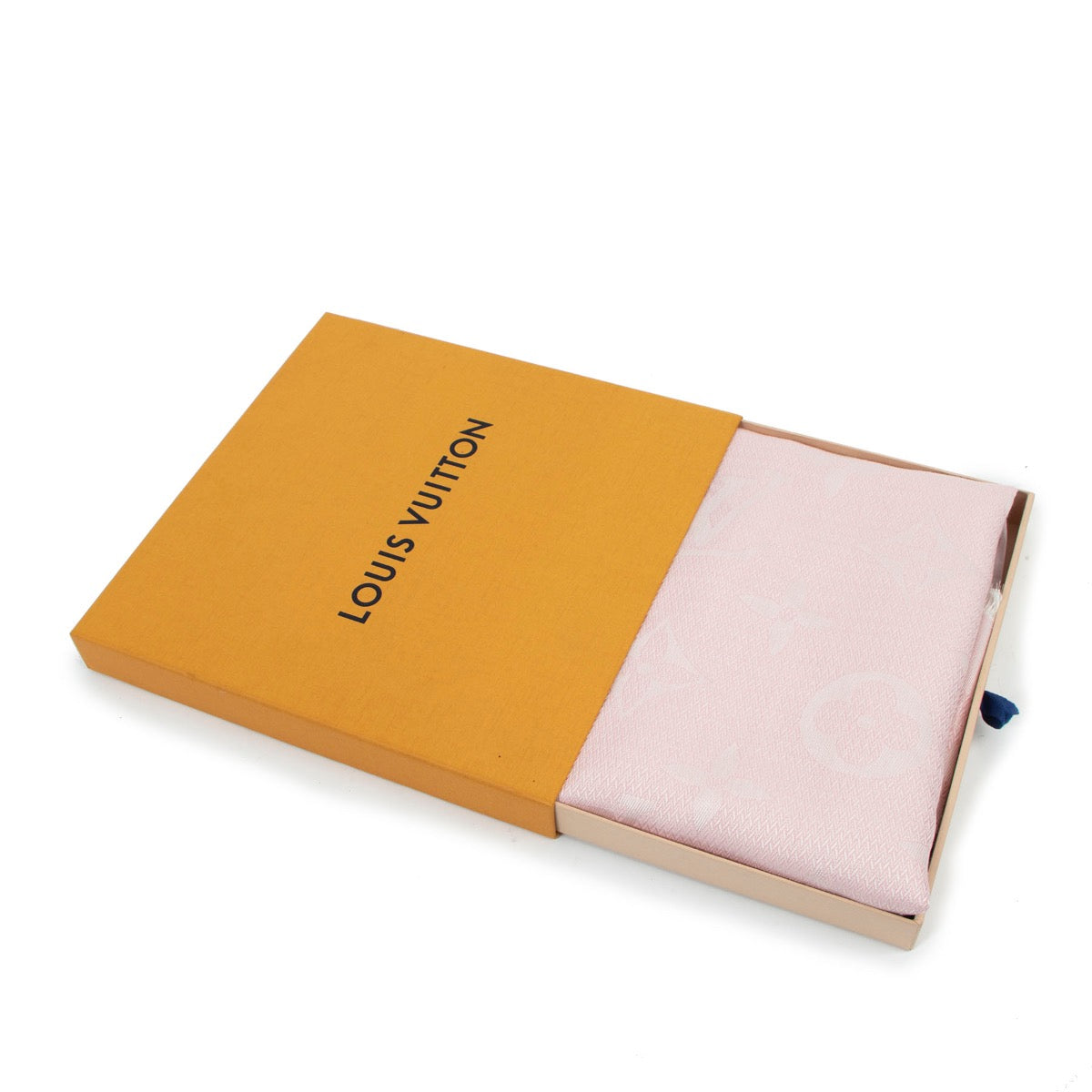 Buy an authentic second hand Louis Vuitton Pink Silk Monogram Shine Tuch Scarf in very good condition at Labellov Antwerp.