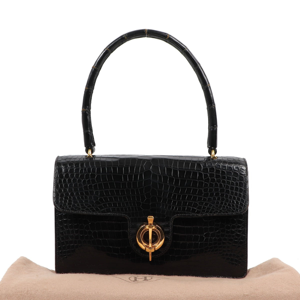 Buy an authentic second-hand Hermès Black Crocodile Leather Top Handle Bag in very good condition at Labellov Antwerp.
