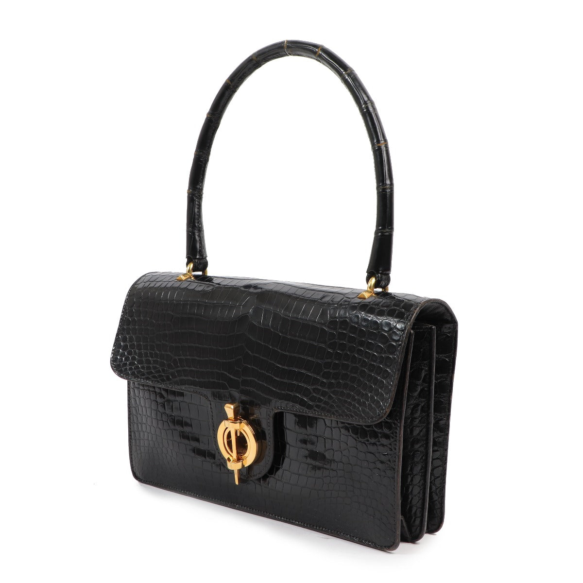 Buy an authentic second-hand Hermès Black Crocodile Leather Top Handle Bag in very good condition at Labellov Antwerp.