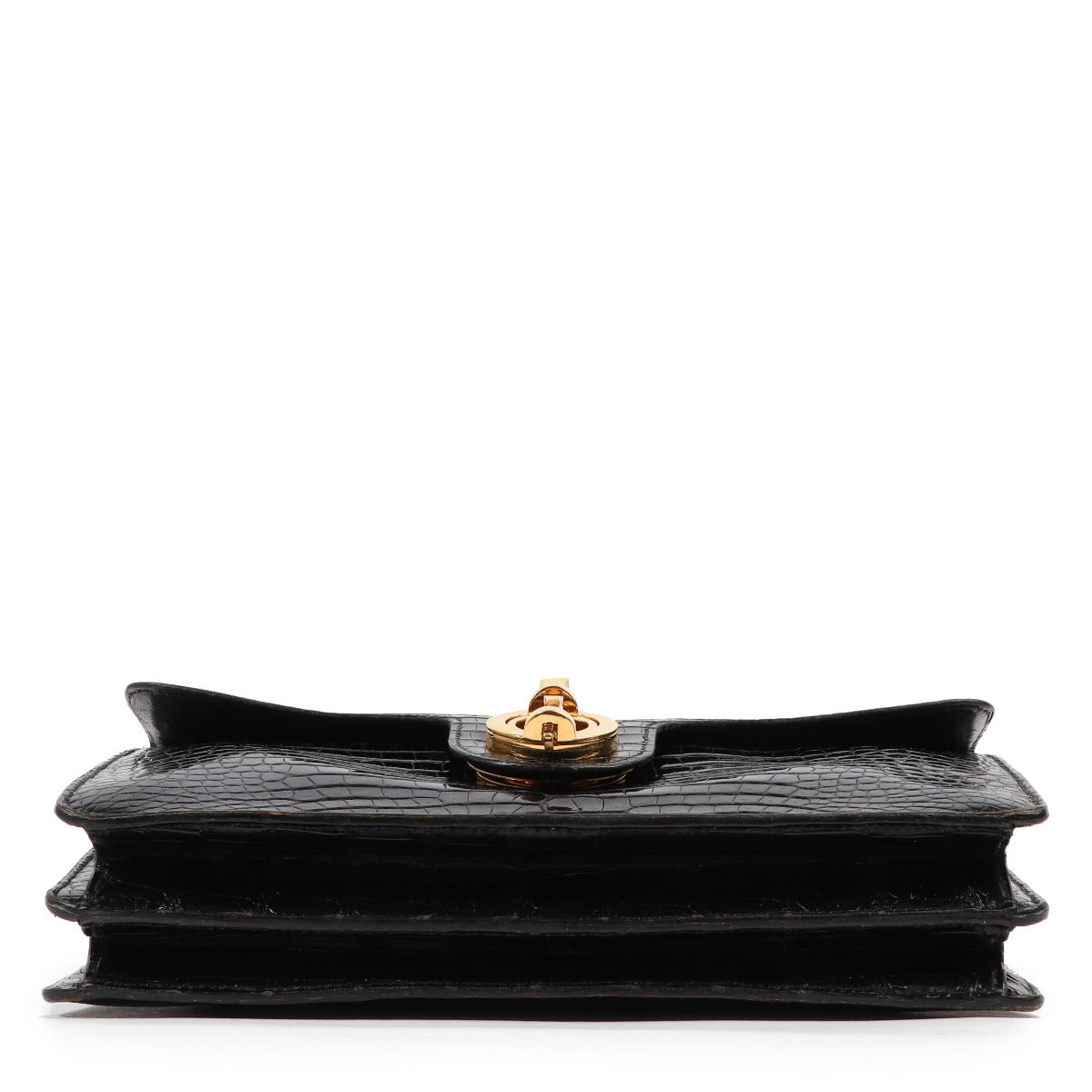 Hermès Black Crocodile Porosus Vintage Ring Top Handle Bag
