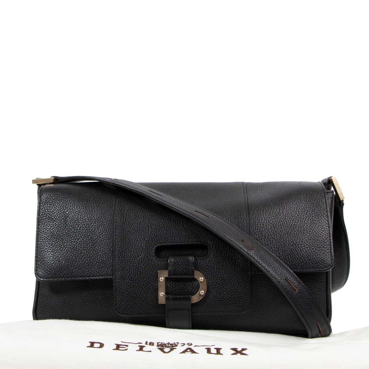 Delvaux Colette MM Black Trotteur Shoulder Bag