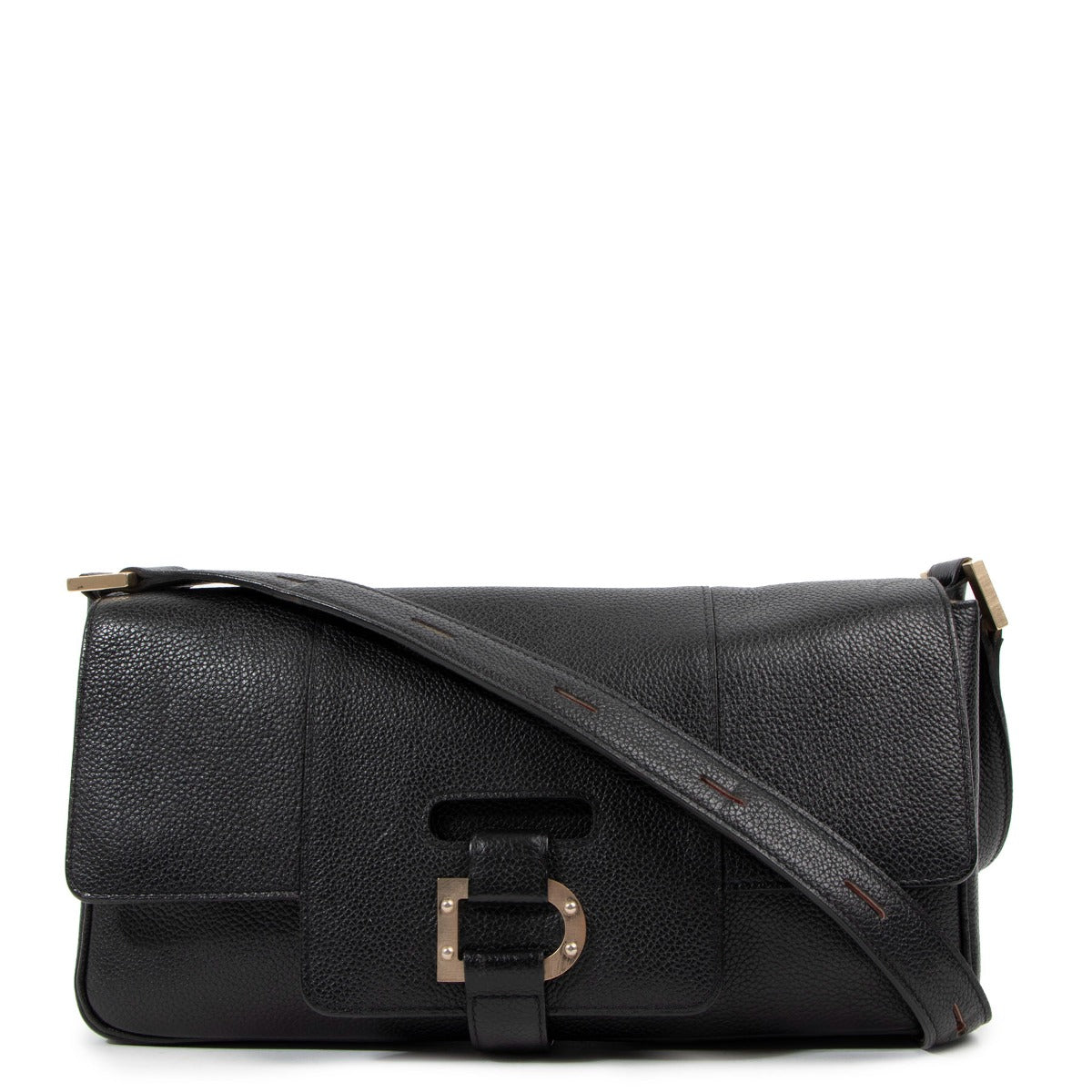 Delvaux Colette MM Black Trotteur Shoulder Bag