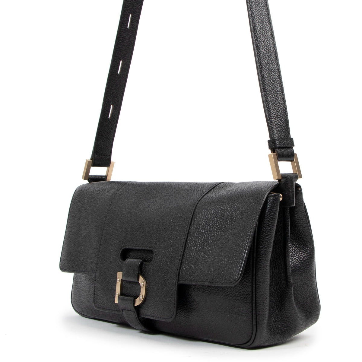 Delvaux Colette MM Black Trotteur Shoulder Bag