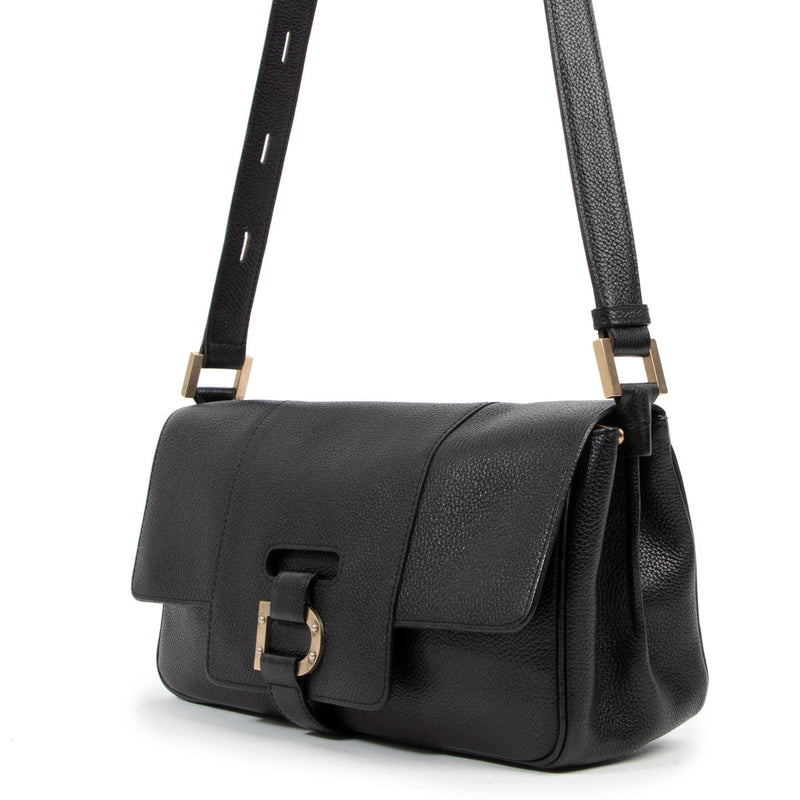 Delvaux Colette MM Black Trotteur Shoulder Bag