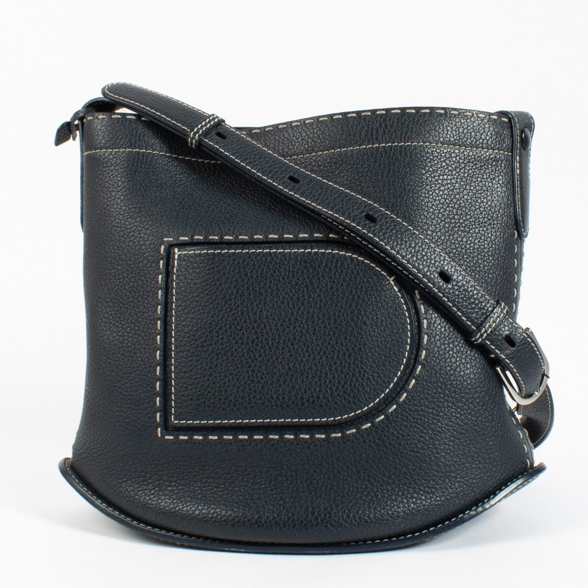 Delvaux Navy Pin Daily Surpiqué Bag