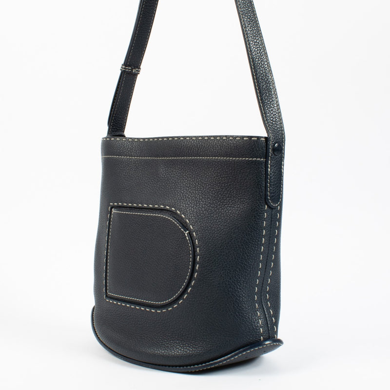 Delvaux Navy Pin Daily Surpiqué Tas