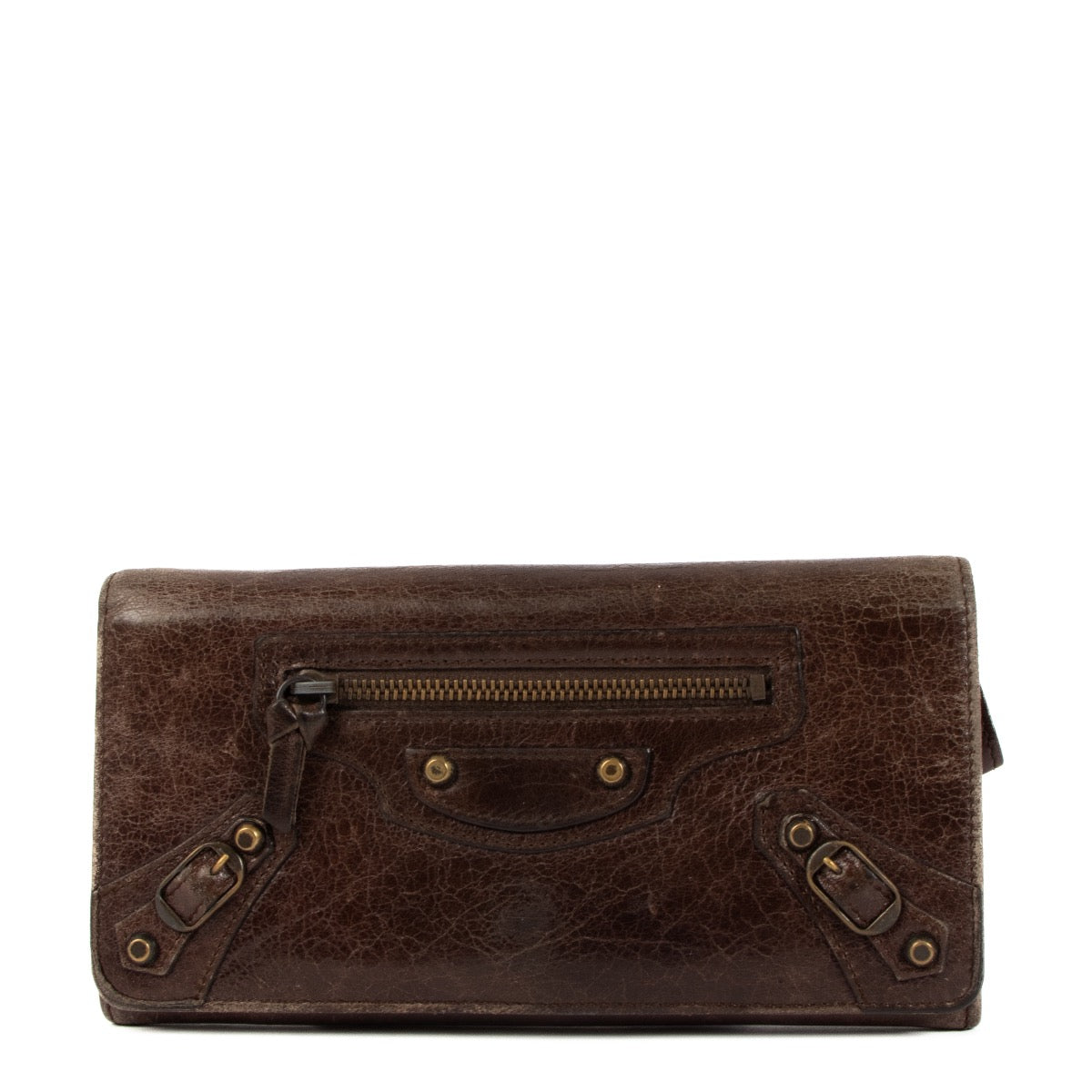 Shop safe online at Labellov in Antwerp, Brussels and Knokke this 100% authentic second hand Balenciaga Brown Long City Wallet