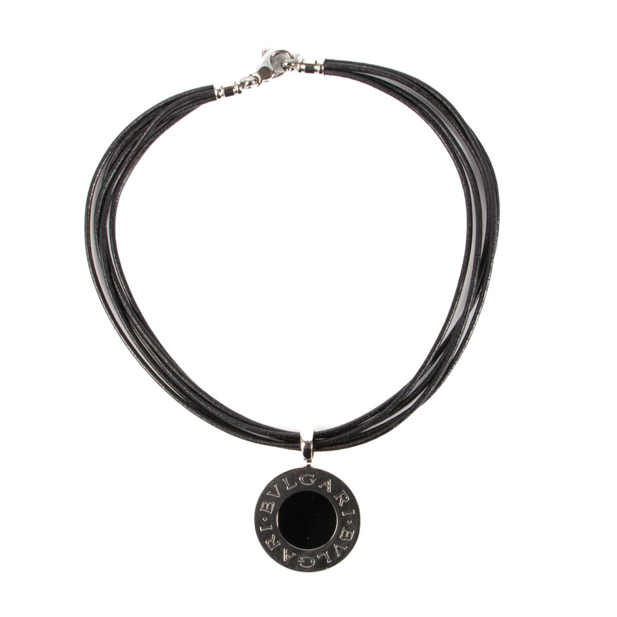 Shop safe online at Labellov in Antwerp, Brussels and Knokke this 100% authentic second hand Bulgari Mother Of Pearl Pendant Black Cord Necklace