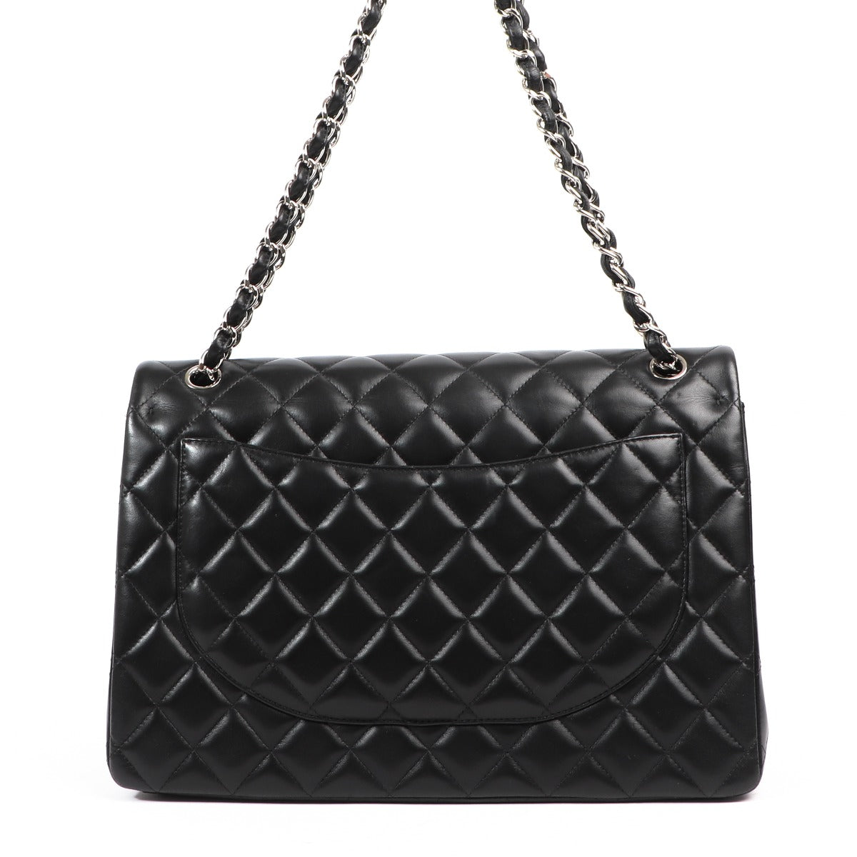 Buy an authentic second hand Chanel Black Lambskin Maxi Classic Flap Bag in very good condition at Labellov