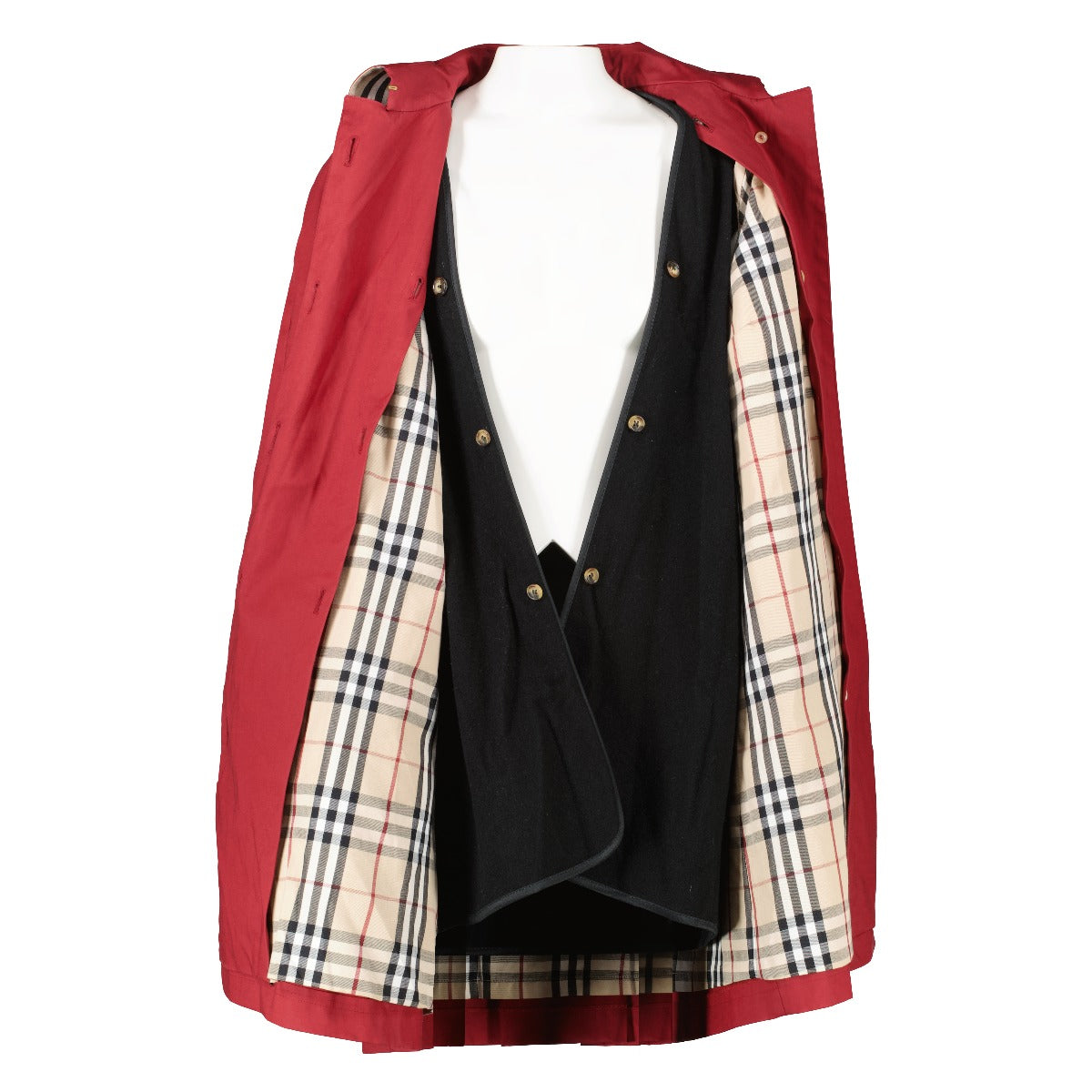 Burberry London Red Car Coat With Body Warmer - Size UK14