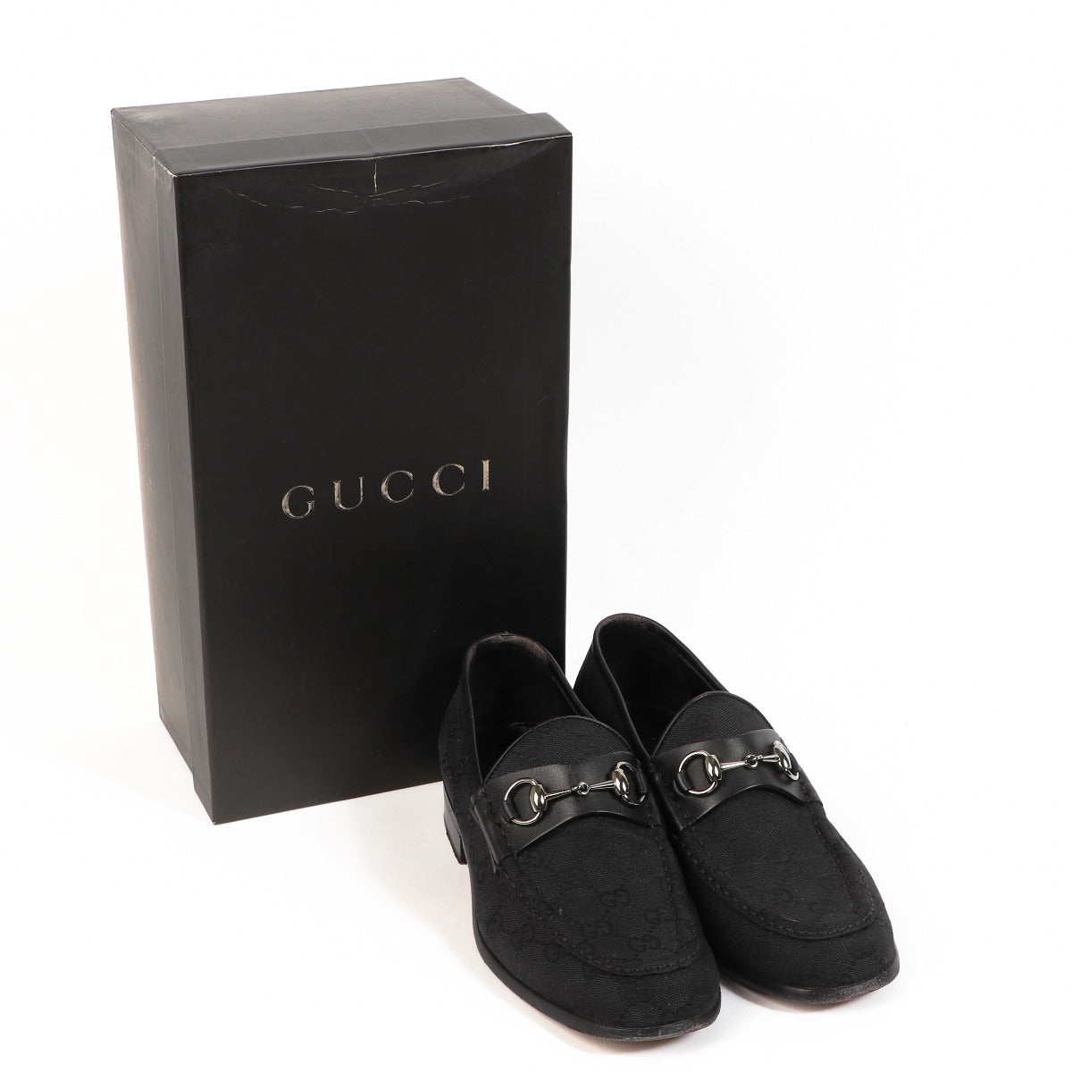 Gucci Horsebit Black GG Canvas Loafers