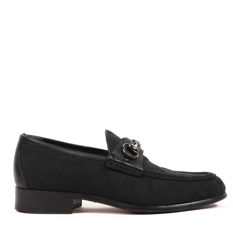 Gucci Horsebit Black GG Canvas Loafers