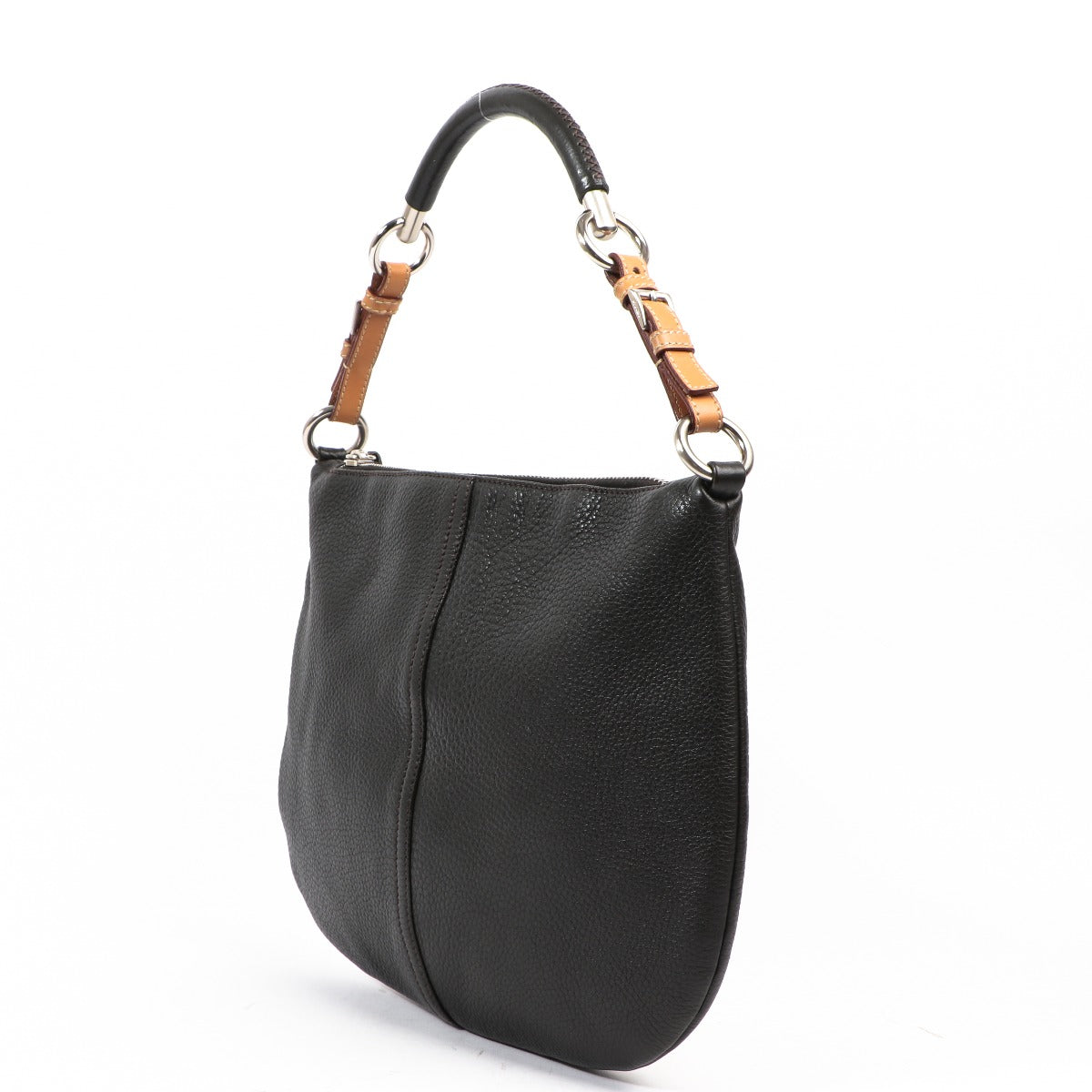 Prada Grey Vitello Daino Logo Shoulder Bag
