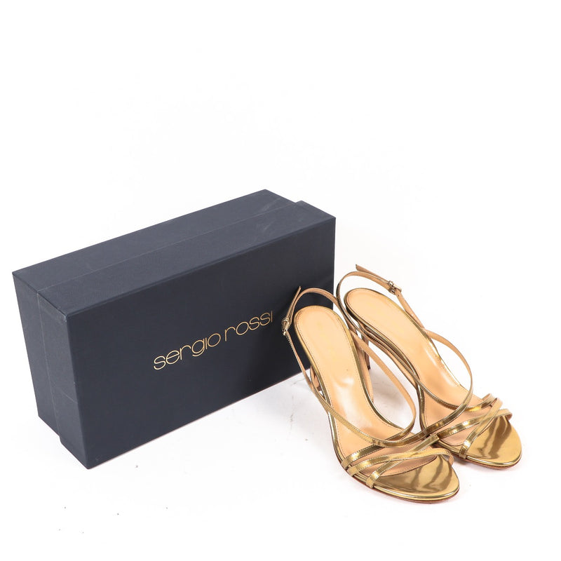 Shop safe online at Labellov in Antwerp, Brussels or Knokke Sergio Rossi Gold Leather Heel Sandals - size 40