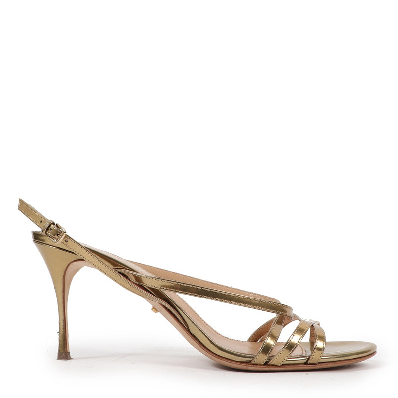 Shop safe online at Labellov in Antwerp, Brussels or Knokke Sergio Rossi Gold Leather Heel Sandals - size 40