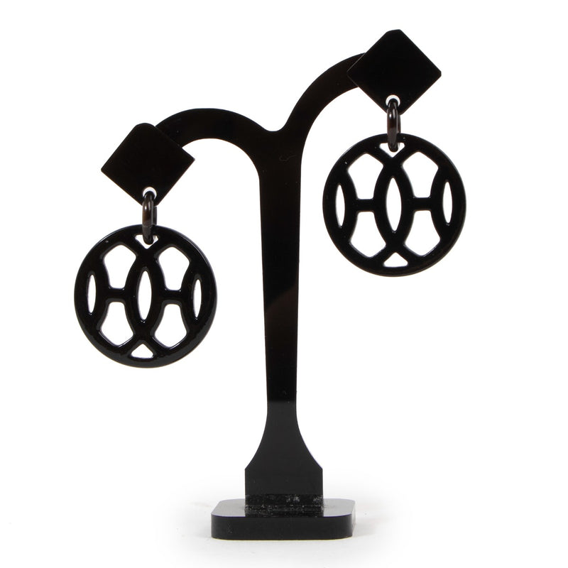 Hermès Black Ava Buffalo Horn Earrings