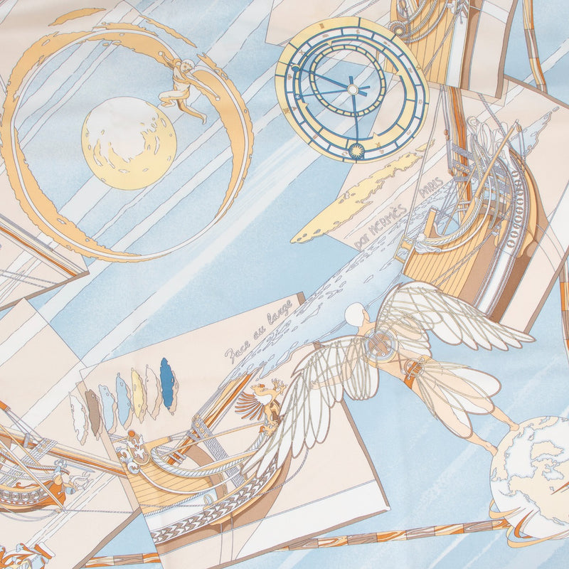 Hermès Light Blue Face Au Large Silk Scarf