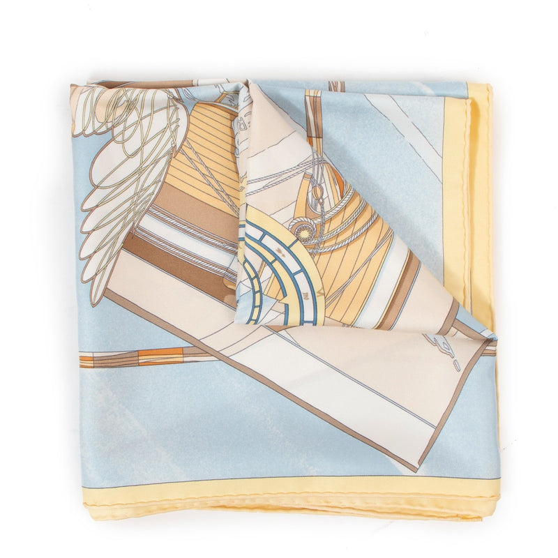 Hermès Light Blue Face Au Large Silk Scarf