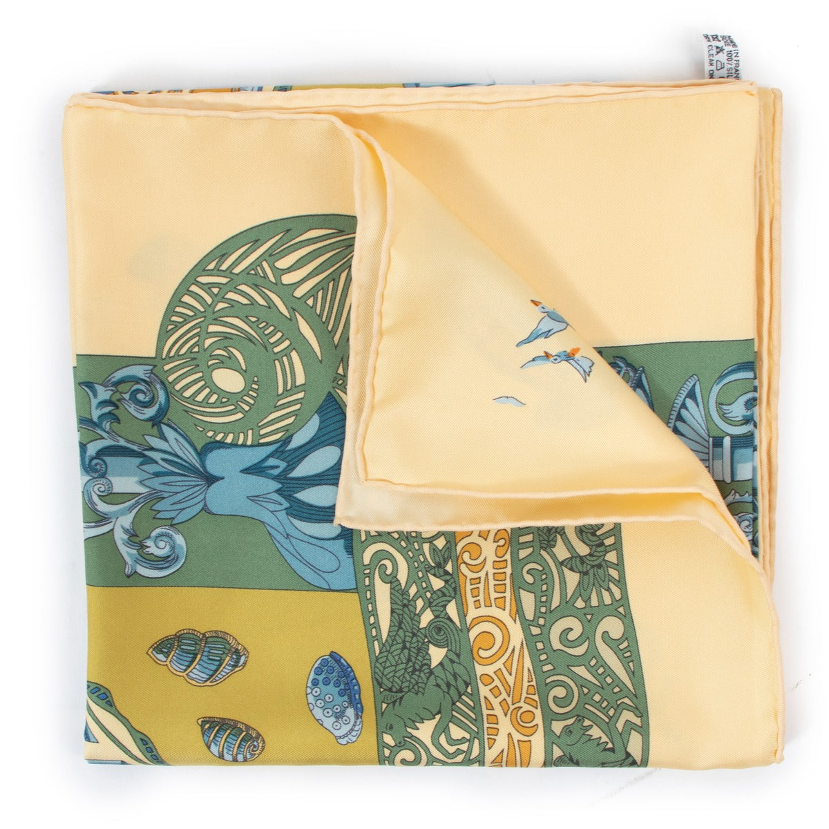 Hermès Yellow L'Atlantide Silk 90 Scarf
