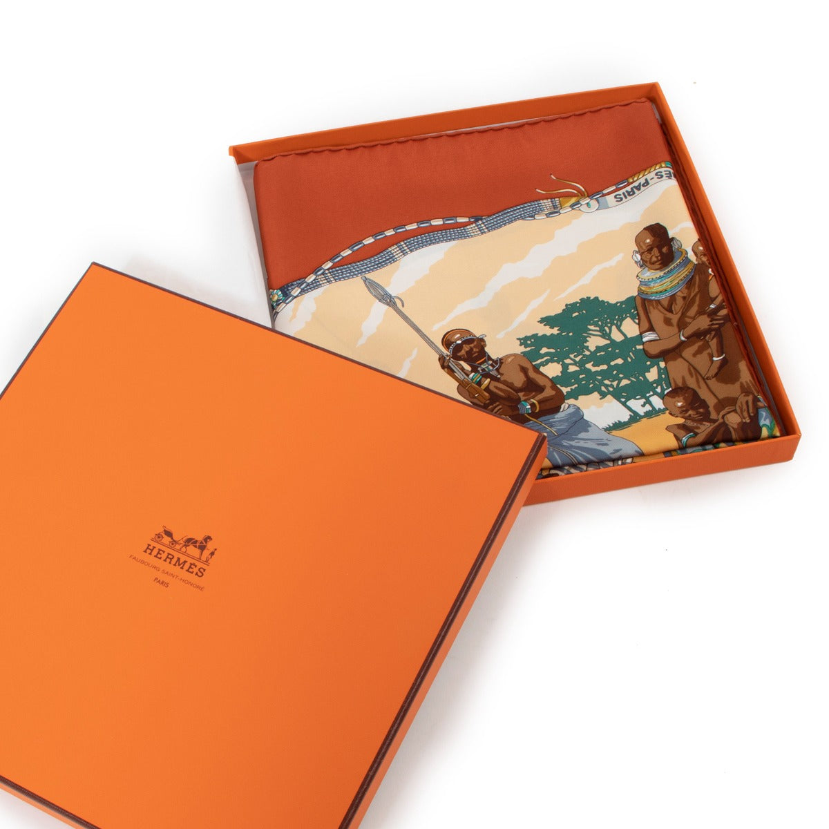 Hermès Brown Perles Du Kenya Silk Scarf