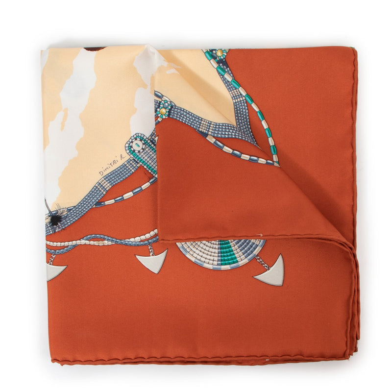 Hermès Brown Perles Du Kenya Silk Scarf