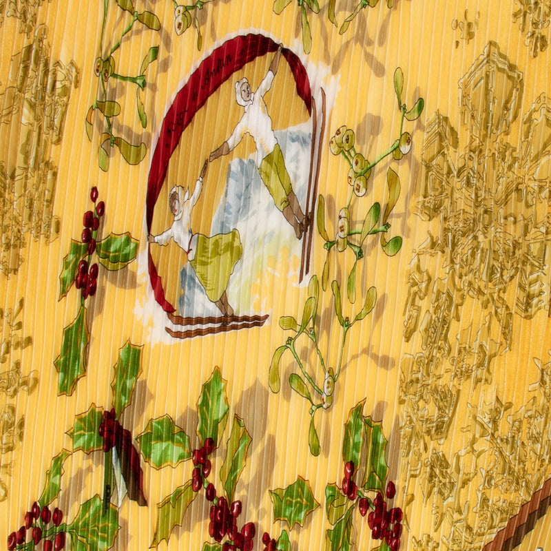 Hermès Yellow Neige d'Antan Silk Plissé Scarf