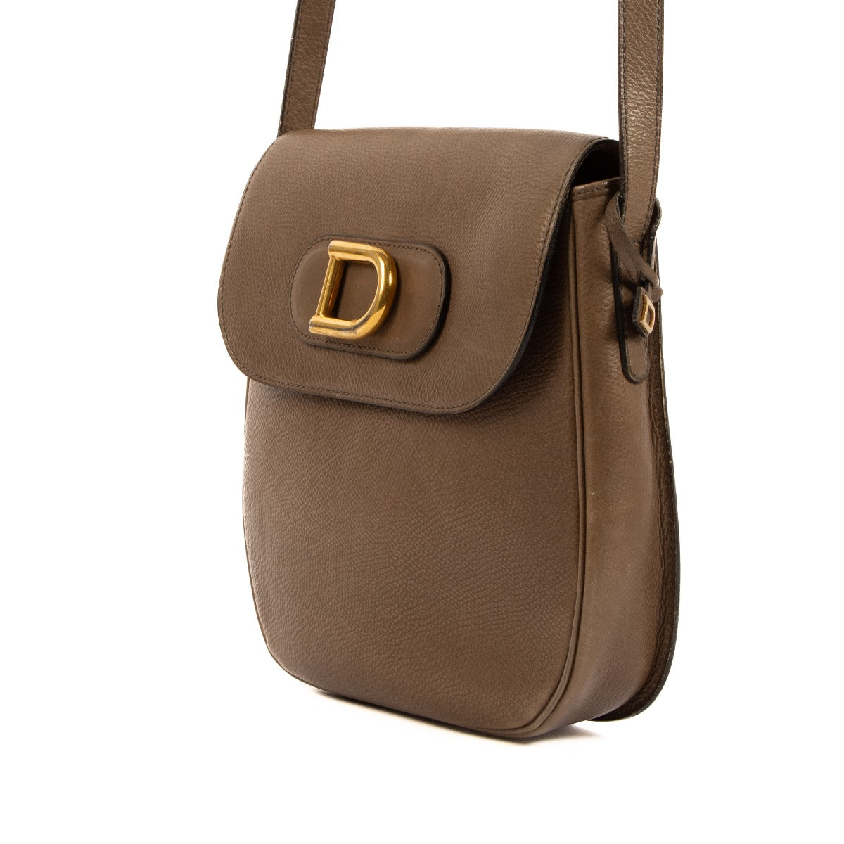 Shop safe online at Labellov this 100% authentic second hand Delvaux Taupe D Vintage Crossbody