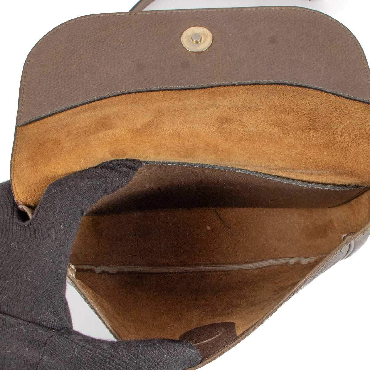 Shop safe online at Labellov this 100% authentic second hand Delvaux Taupe D Vintage Crossbody