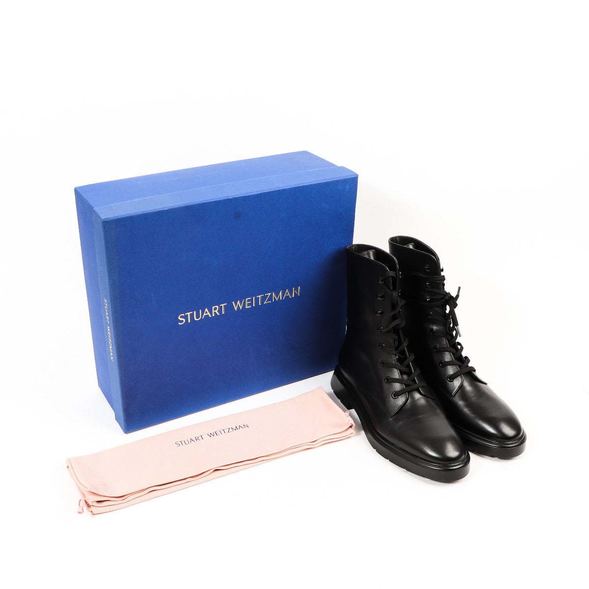 Stuart Weitzman Black Meckenzee Lace Up Boots