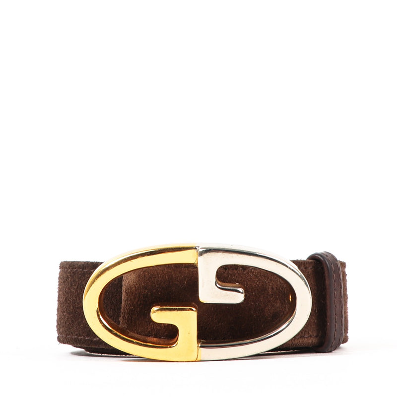 Shop safe online at Labellov in Antwerp Brussels Bruxelles Knokke this 100% authentic secondhand Gucci Brown Leather GG belt - size 70