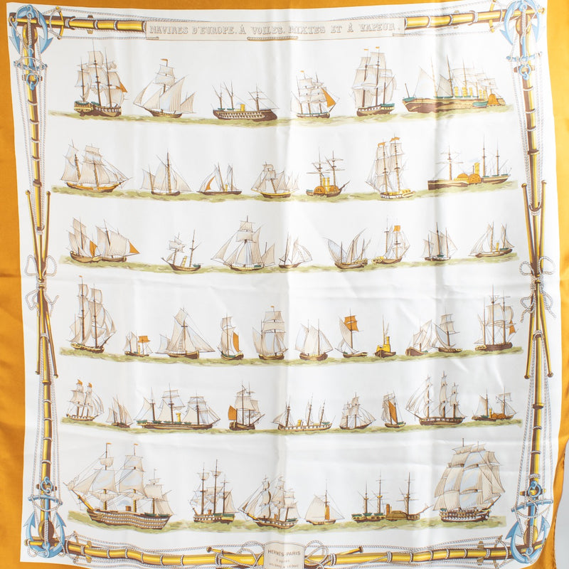 shop 100% authentic second hand Hermès Carré 90 Navires D'Europe A Voiles Mixtes Et A Vapeur Silk Scarf on Labellov.com