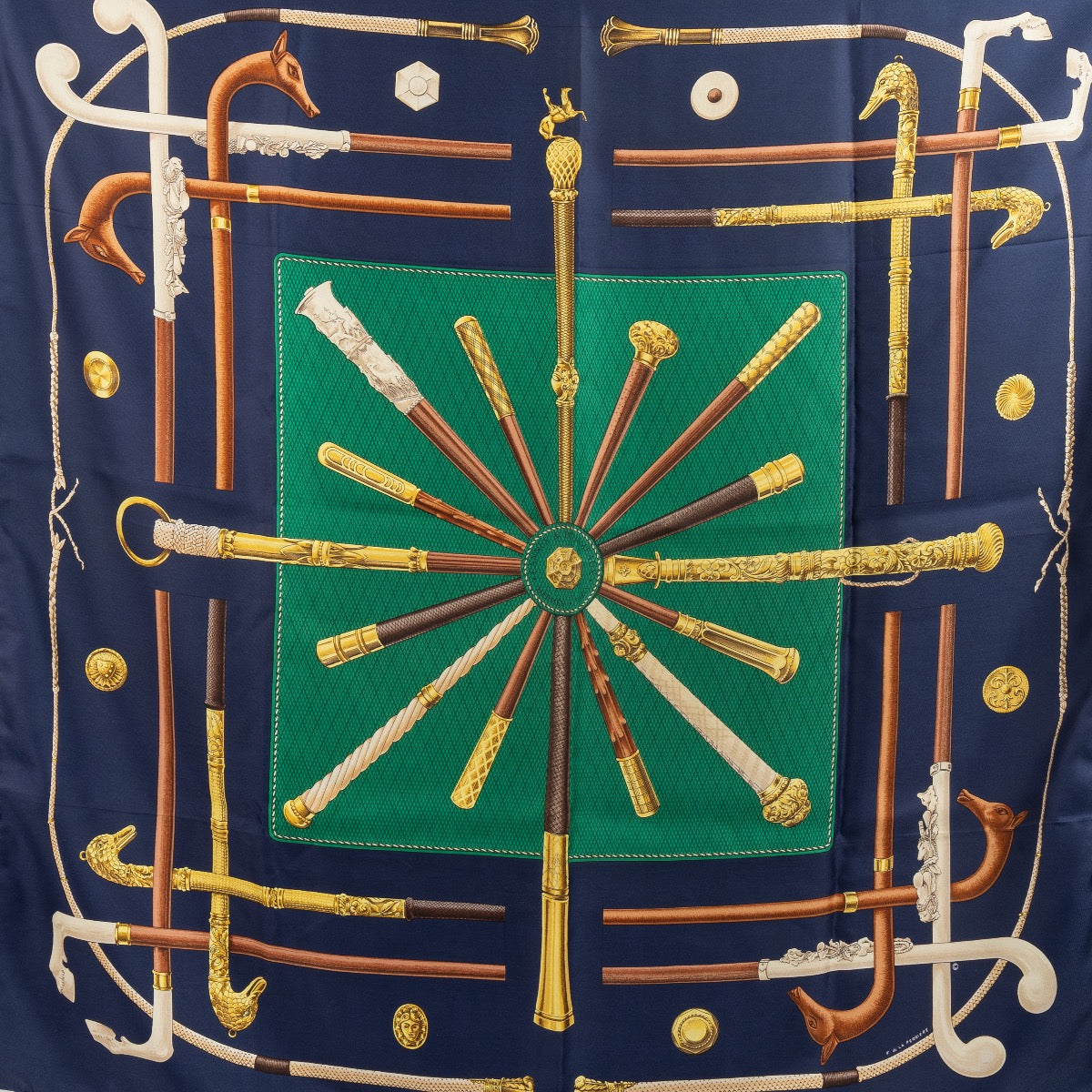 Hermès Cannes & Pommeaux Multicolor Scarf, Hermès Cannes & Pommeaux Multicolor Scarf