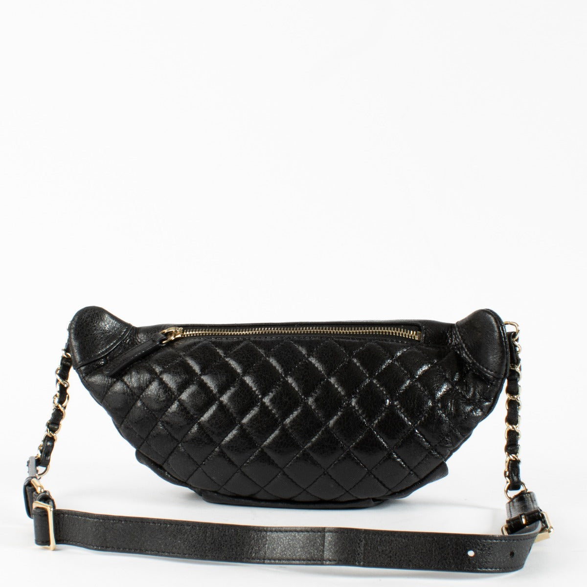 Authentic pre-loved Chanel Black Crumpled Glazed Lambskin Belt Bag on Labellov.com