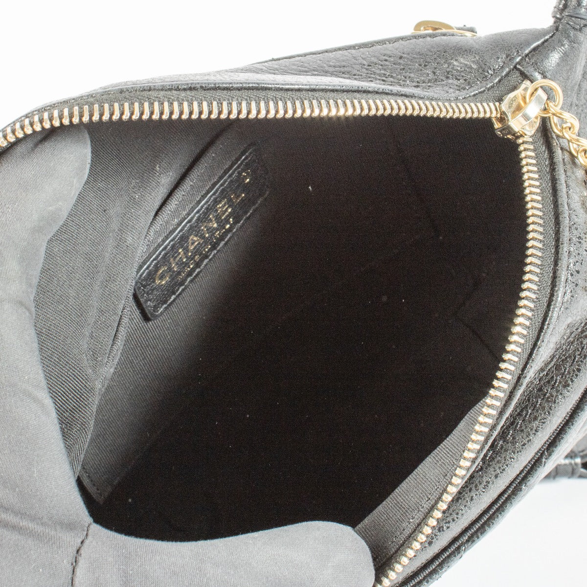 Authentic pre-loved Chanel Black Crumpled Glazed Lambskin Belt Bag on Labellov.com