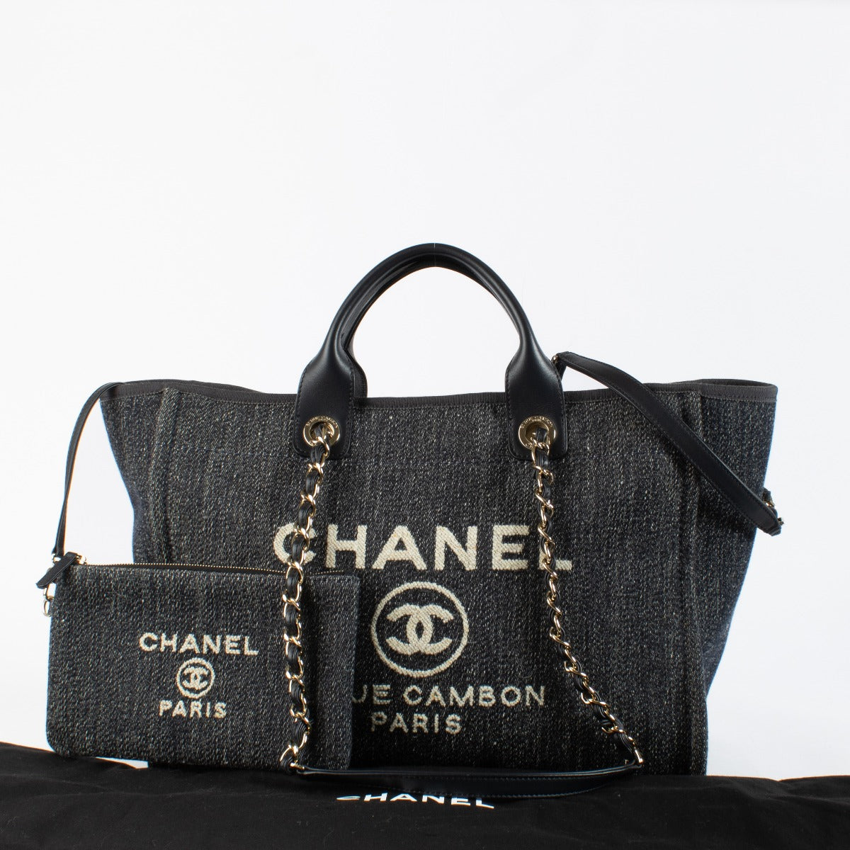 Authentic pre-loved Chanel Navy Deauville Large Bag on Labellov.com