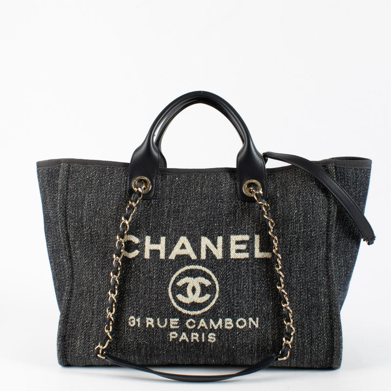 Authentic pre-loved Chanel Navy Deauville Large Bag on Labellov.com