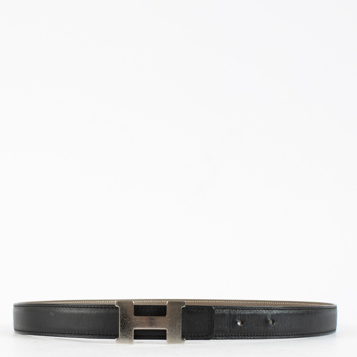 Authentic preloved Hermès Etoupe/Black Constance Mini Belt on Labellov.com