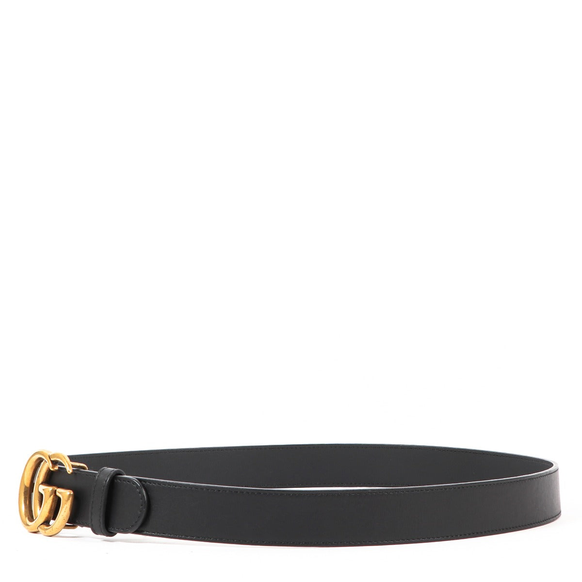 Gucci Zwarte Leren Dubbele G Antiek Gouden Riem - maat 90