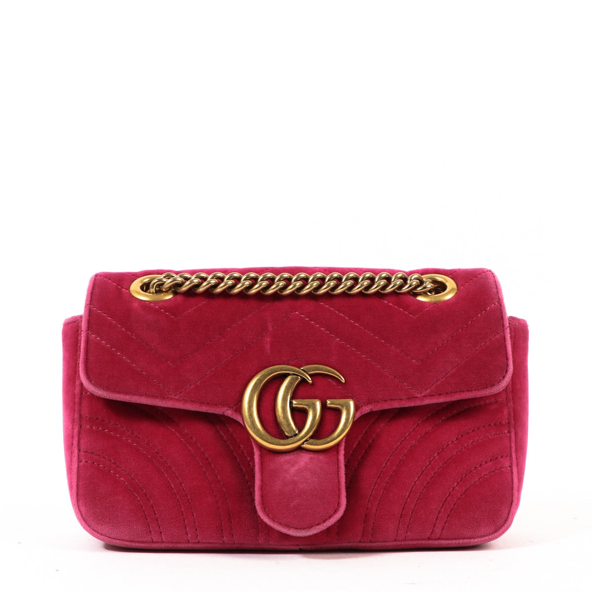 Gucci Pink Velvet GG Marmont Mini Shoulder Bag